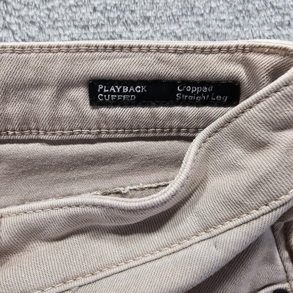 Dear John Jeans Womens Sz 26 Beige Playback Cuffed Cropped Straight Stretch - Picture 6 of 11
